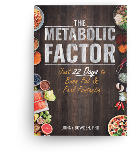 Image of the front cover to The Metabolic Factor book, sub titled 'Just 22 Days to Burn Fat and Feel Fantastic'